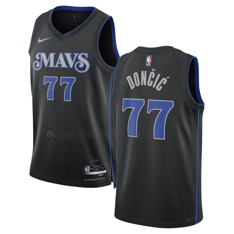 camiseta luka doncic dallas mavericks de 77 hombre city edition 2023-24 negro