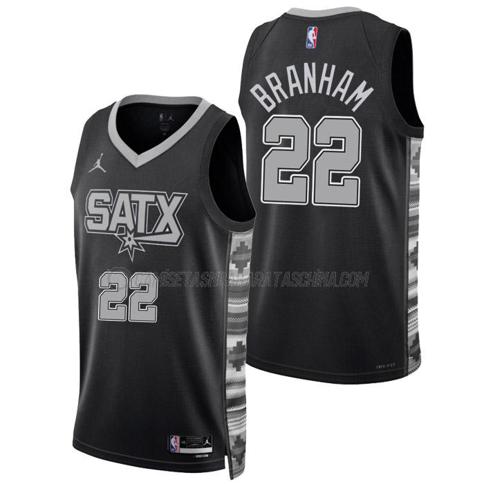 camiseta malaki branham san antonio spurs de 22 hombre statement edition 2023 negro