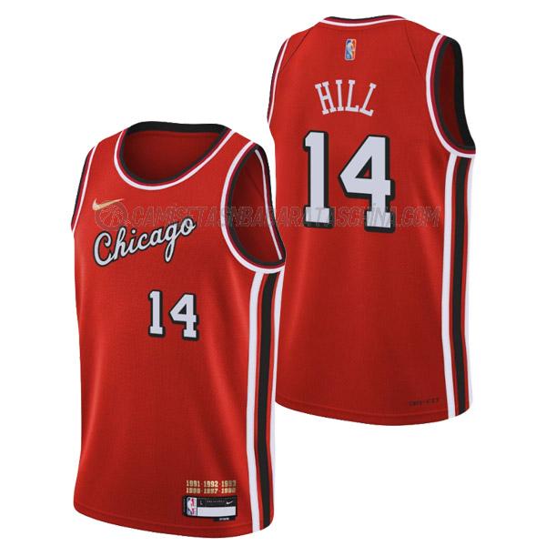 camiseta malcolm hill chicago bulls de 14 hombre city edition 2022 rojo