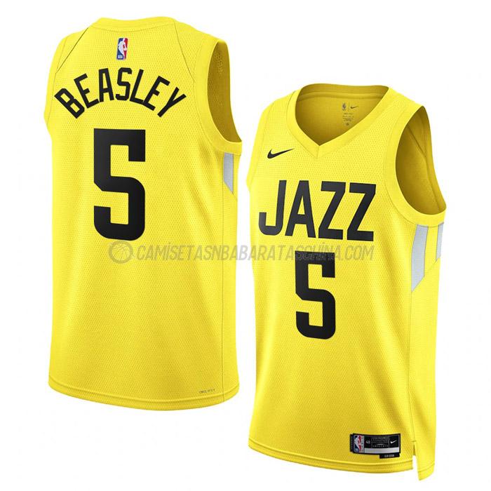 camiseta malik beasley utah jazz de 5 hombre icon edition 2023 amarillo