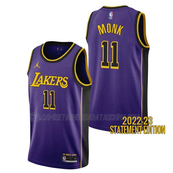 camiseta malik monk los angeles lakers de 11 hombre statement edition 2023 púrpura