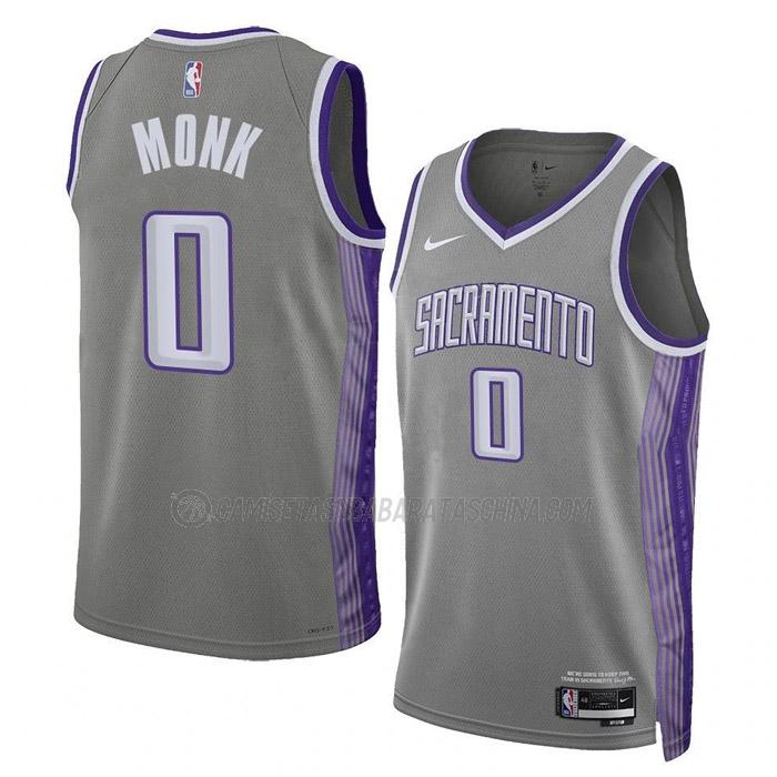 camiseta malik monk sacramento kings de 0 hombre city edition 2023 gris