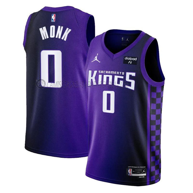 camiseta malik monk sacramento kings de 0 hombre statement edition 2023-24 púrpura