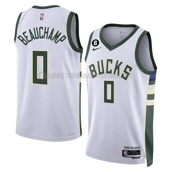 camiseta marjon beauchamp milwaukee bucks de 0 hombre association edition 2023 blanco