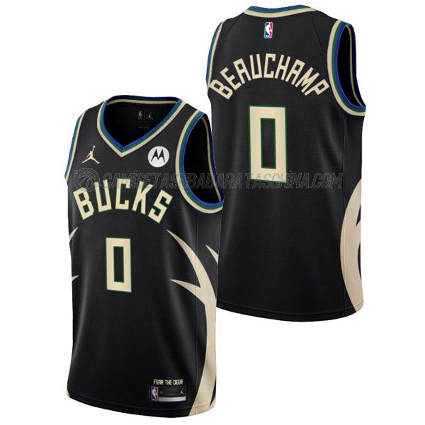 camiseta marjon beauchamp milwaukee bucks de 0 hombre statement edition 2023 negro