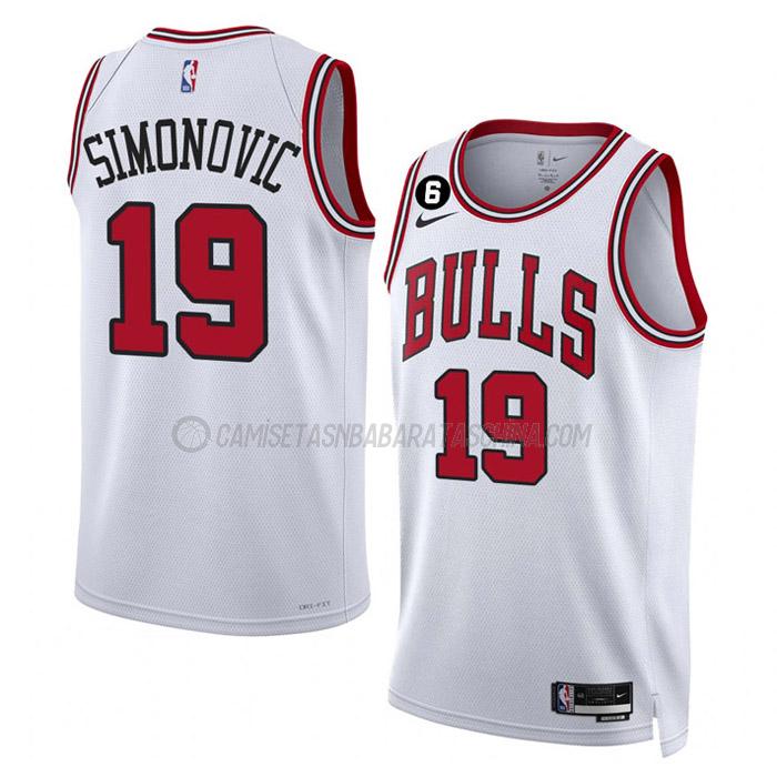 camiseta marko simonovic chicago bulls de 19 hombre association edition 2023 blanco