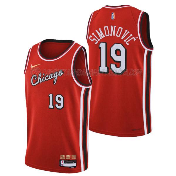 camiseta marko simonovic chicago bulls de 19 hombre city edition 2022 rojo