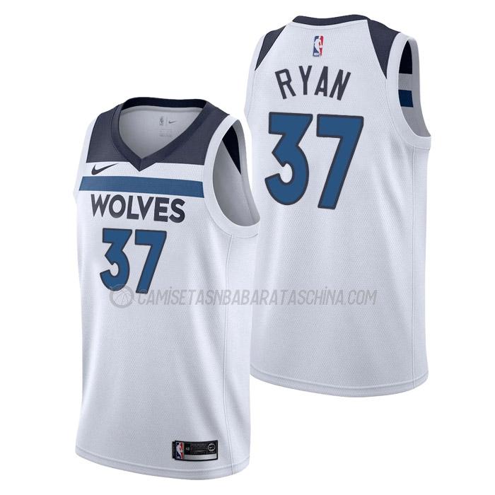 camiseta matt ryan minnesota timberwolves de 37 hombre association edition 2023 blanco