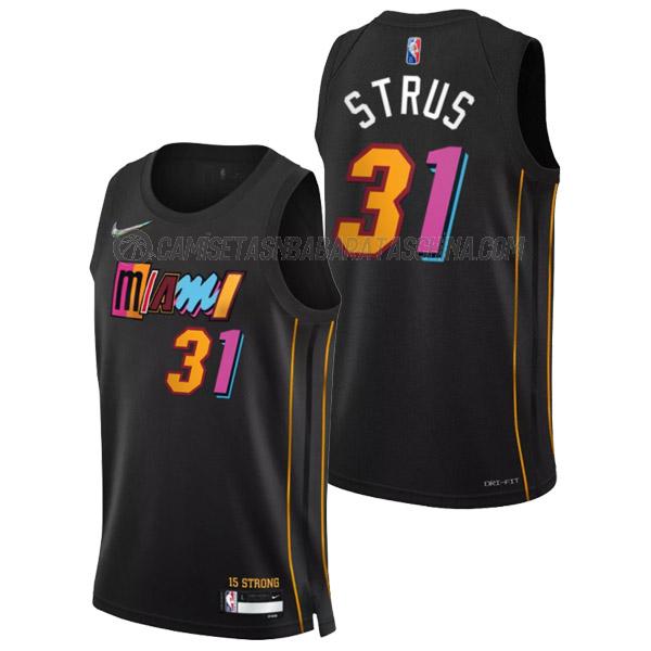 camiseta max strus miami heat de 31 hombre city edition 2022 negro