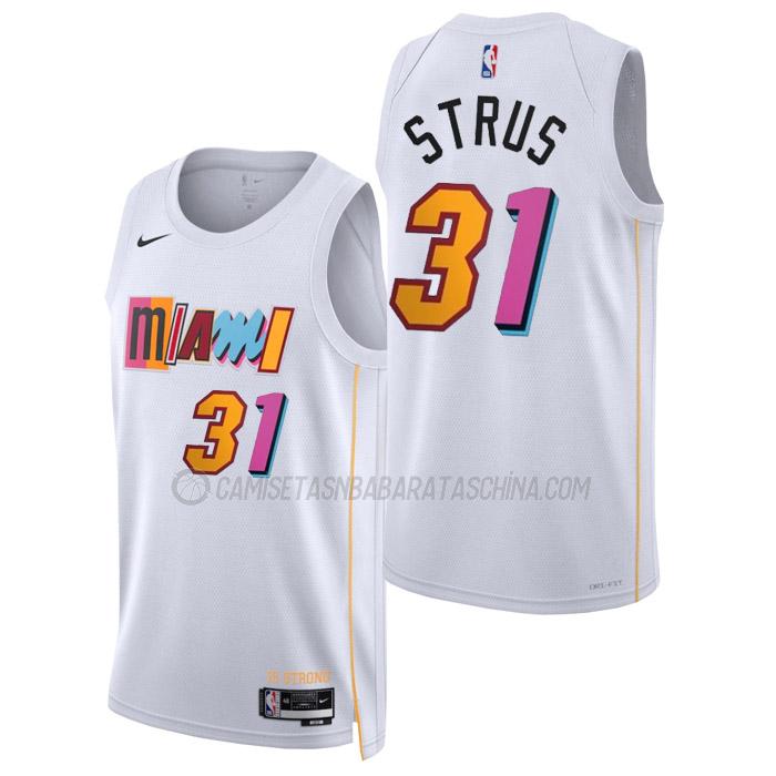 camiseta max strus miami heat de 31 hombre city edition 2023 blanco