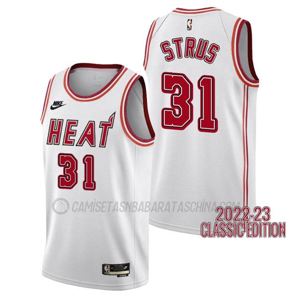 camiseta max strus miami heat de 31 hombre classic edition 2023 blanco