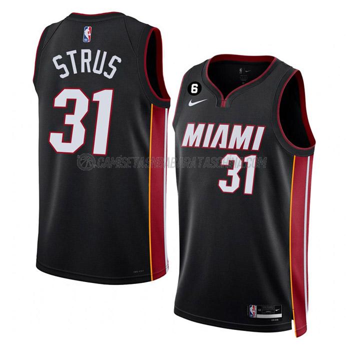 camiseta max strus miami heat de 31 hombre icon edition 2023 negro