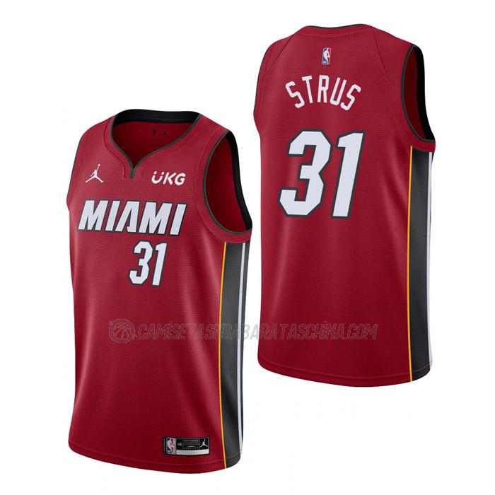 camiseta max strus miami heat de 31 hombre statement edition 2023 rojo