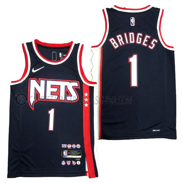 camiseta mikal bridges brooklyn nets de 1 hombre city edition 2022 azul