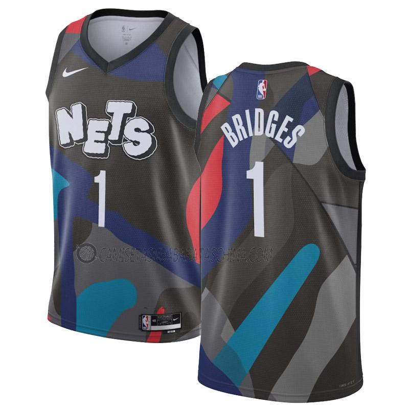 camiseta mikal bridges brooklyn nets de 1 hombre city edition 2023-24 negro