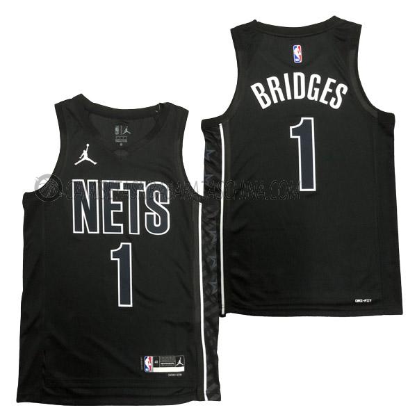 camiseta mikal bridges brooklyn nets de 1 hombre statement edition 2023 negro