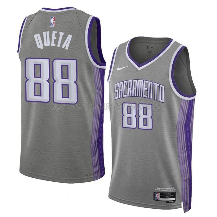 camiseta neemias queta sacramento kings de 88 hombre city edition 2023 gris