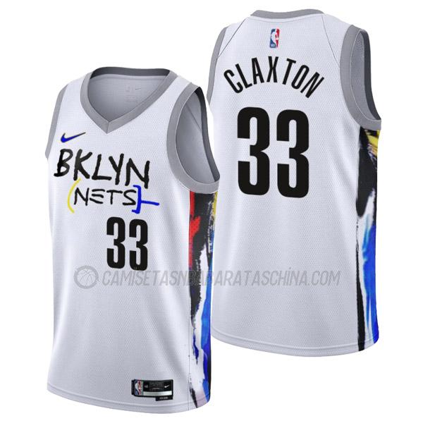 camiseta nicolas claxton brooklyn nets de 33 hombre city edition 2023 blanco