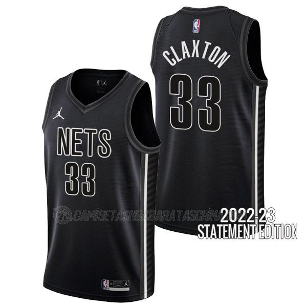 camiseta nicolas claxton brooklyn nets de 33 hombre statement edition 2023 negro