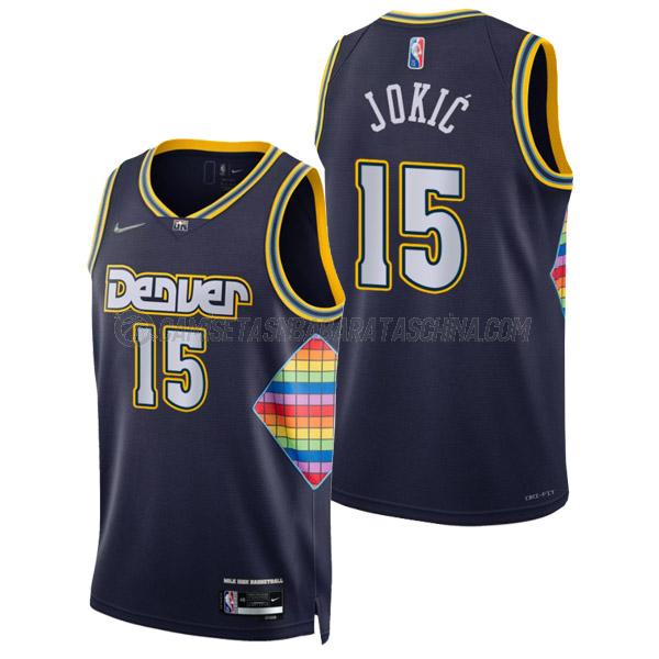 camiseta nikola jokic denver nuggets de 15 hombre city edition 2022 azul marino