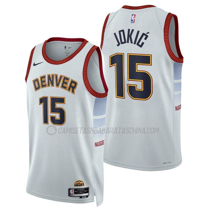 camiseta nikola jokic denver nuggets de 15 hombre city edition 2023 blanco