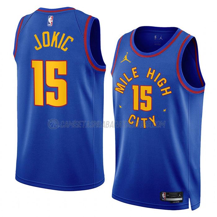 camiseta nikola jokic denver nuggets de 15 hombre statement edition 2023 azul