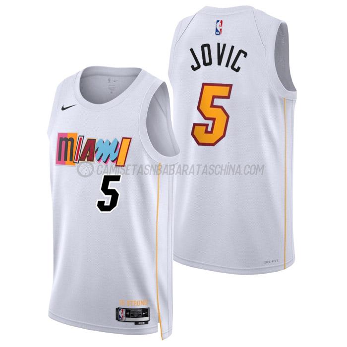 camiseta nikola jovic miami heat de 5 hombre city edition 2023 blanco