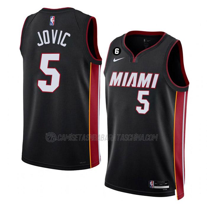 camiseta nikola jovic miami heat de 5 hombre icon edition 2023 negro