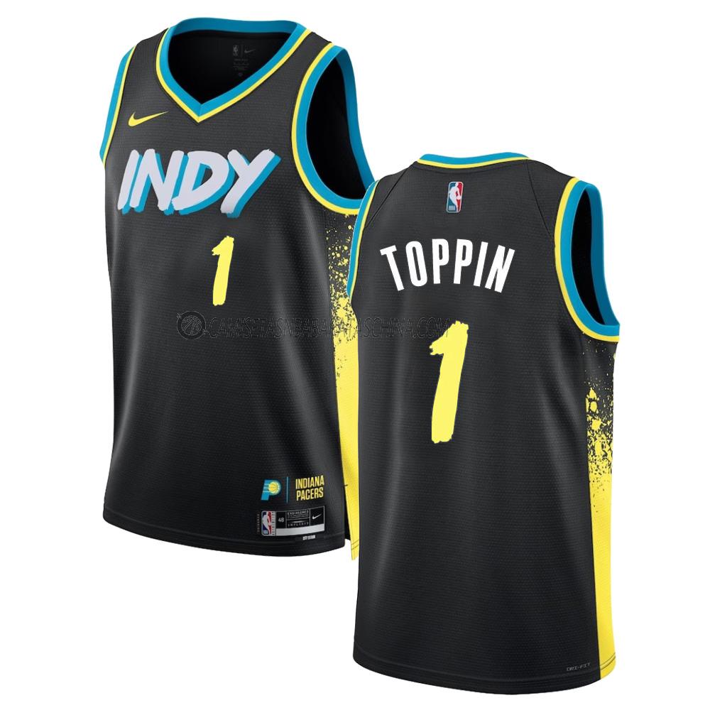 camiseta obi toppin indiana pacers de 1 hombre city edition 2023-24 negro