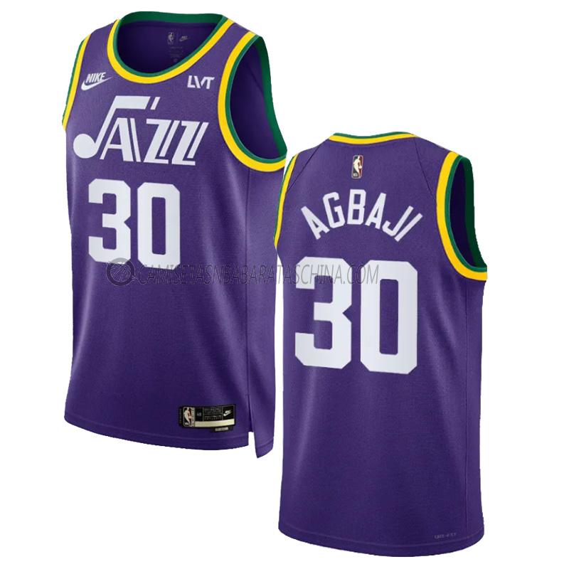 camiseta ochai agbaji utah jazz de 30 hombre classic edition 2023-24 púrpura