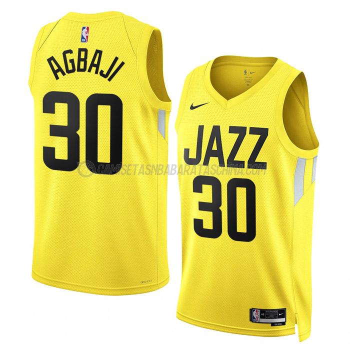 camiseta ochai agbaji utah jazz de 30 hombre icon edition 2023 amarillo