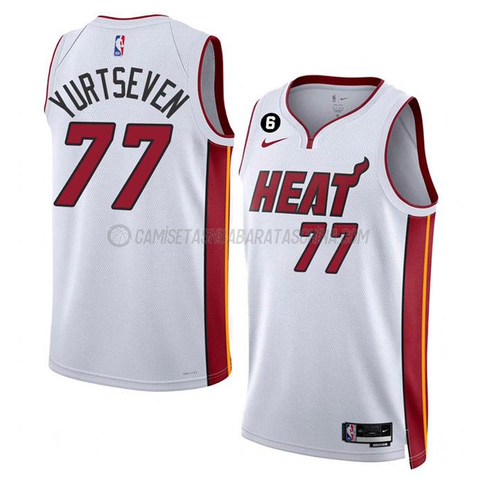 camiseta omer yurtseven miami heat de 77 hombre association edition 2023 blanco