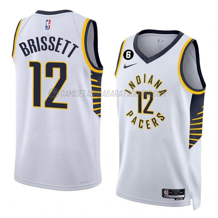 camiseta oshae brissett indiana pacers de 12 hombre association edition 2023 blanco