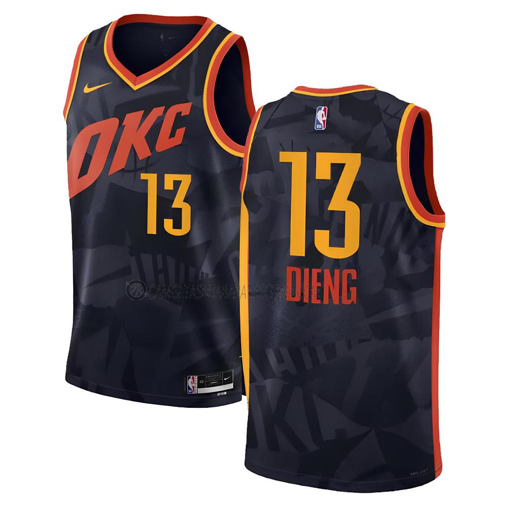 camiseta ousmane dieng oklahoma city thunder de 13 hombre city edition 2023-24 negro