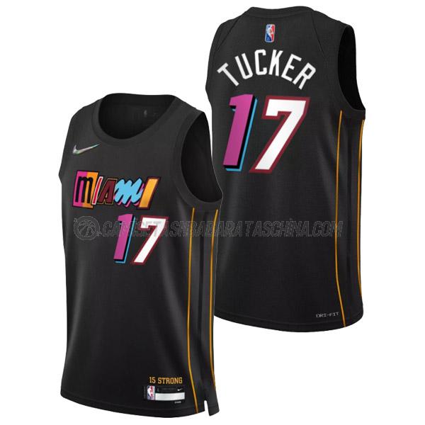 camiseta p.j. tucker miami heat de 17 hombre city edition 2022 negro