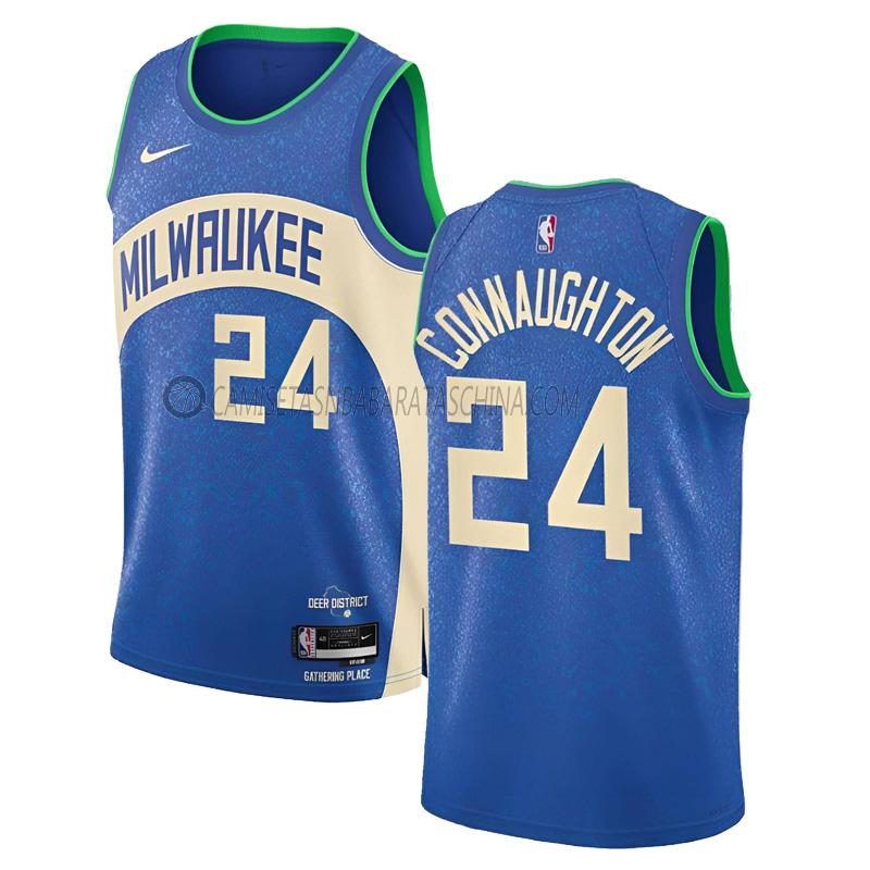 camiseta pat connaughton milwaukee bucks de 24 hombre city edition 2023-24 azul