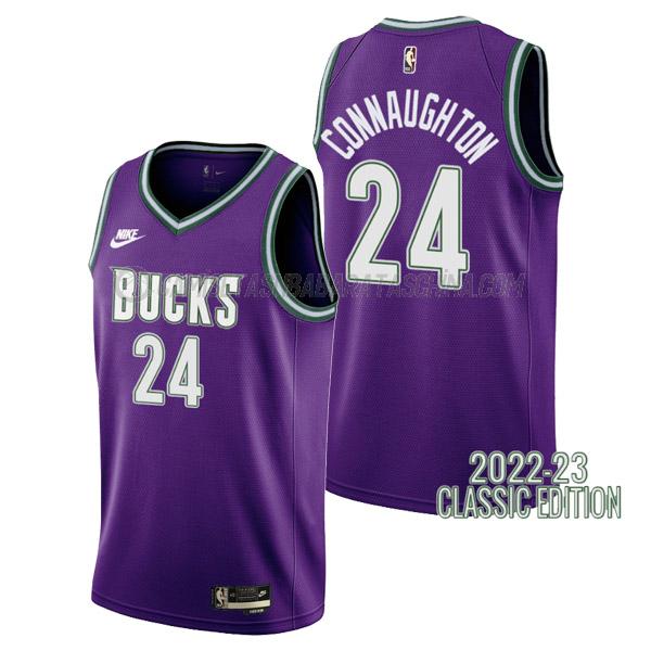 camiseta pat connaughton milwaukee bucks de 24 hombre classic edition 2023 púrpura