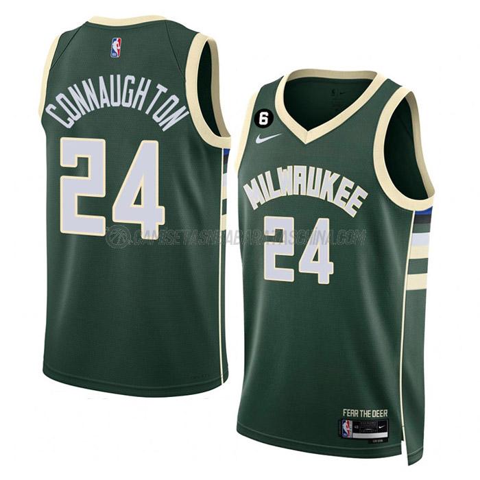 camiseta pat connaughton milwaukee bucks de 24 hombre icon edition 2023 verde