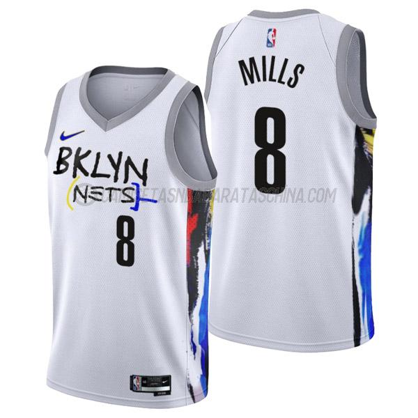 camiseta patty mills brooklyn nets de 8 hombre city edition 2023 blanco