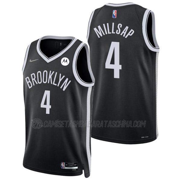 camiseta paul millsap brooklyn nets de 4 hombre icon edition 2022 negro