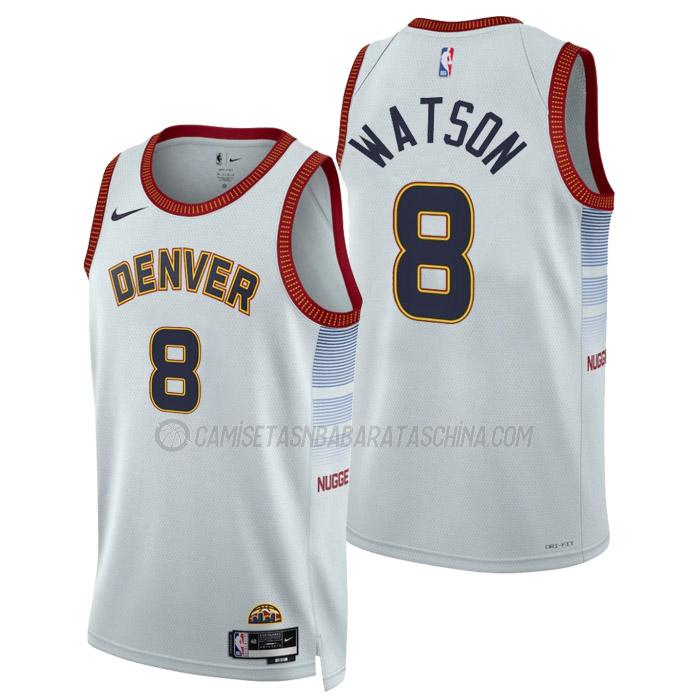 camiseta peyton watson denver nuggets de 8 hombre city edition 2023 blanco