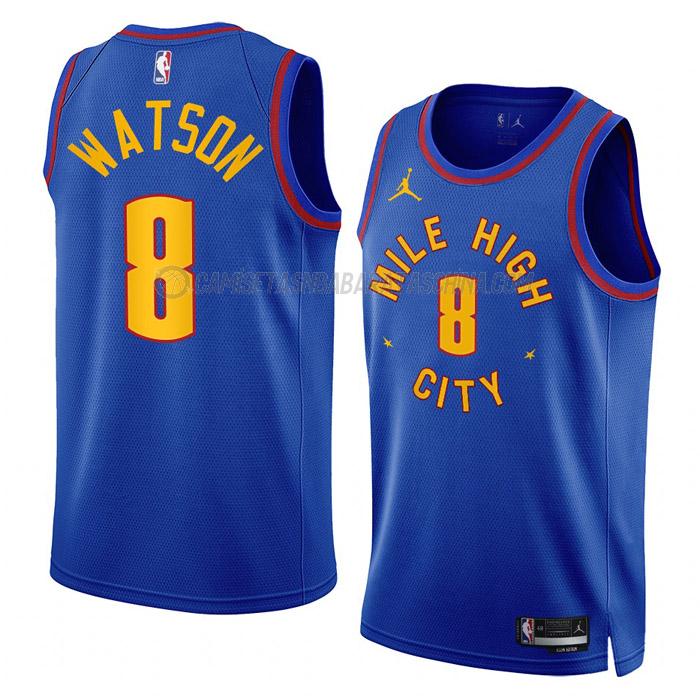 camiseta peyton watson denver nuggets de 8 hombre statement edition 2023 azul