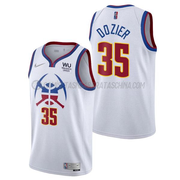 camiseta pj dozier denver nuggets de 35 hombre earned edition 2021 blanco