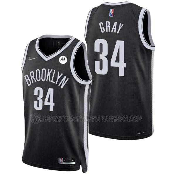 camiseta raiquan gray brooklyn nets de 34 hombre icon edition 2022 negro