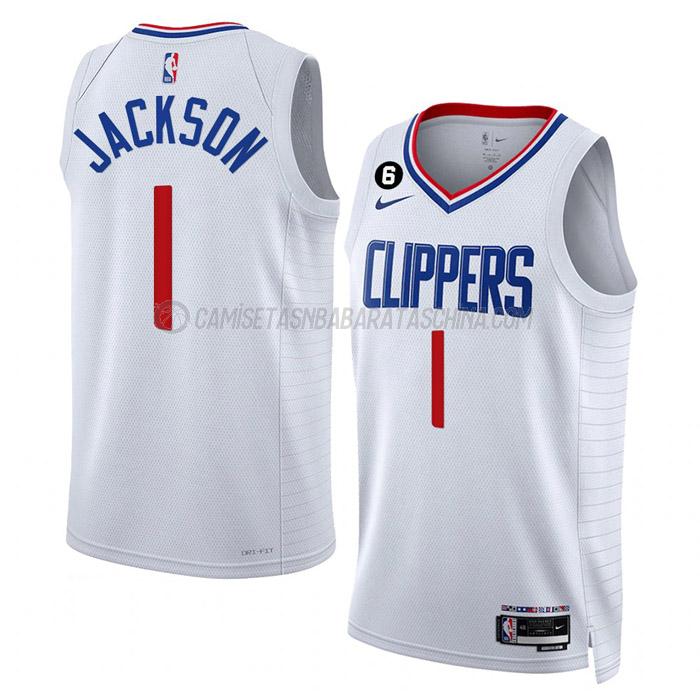 camiseta reggie jackson los angeles clippers de 1 hombre association edition 2023 blanco