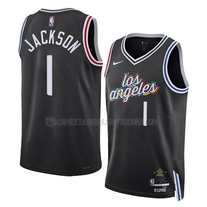 camiseta reggie jackson los angeles clippers de 1 hombre city edition 2023 negro