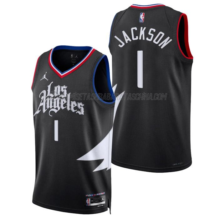 camiseta reggie jackson los angeles clippers de 1 hombre statement edition 2023 negro