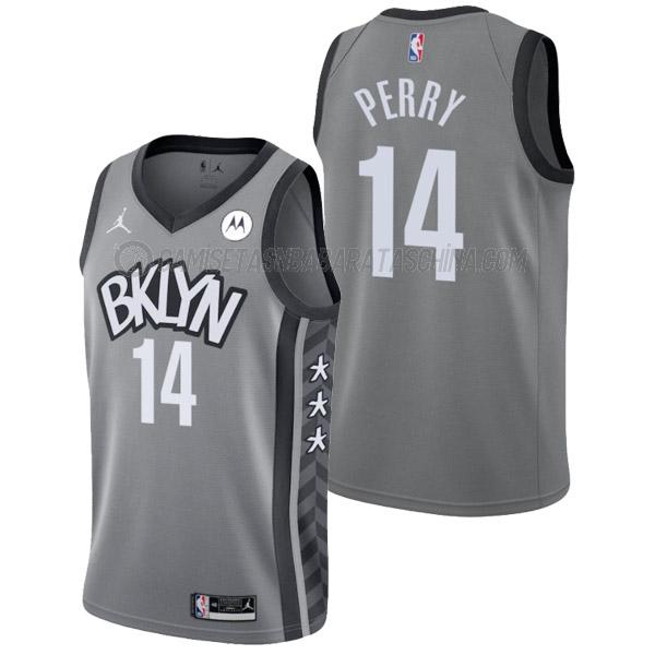 camiseta reggie perry brooklyn nets de 14 hombre statement edition 2022 gris