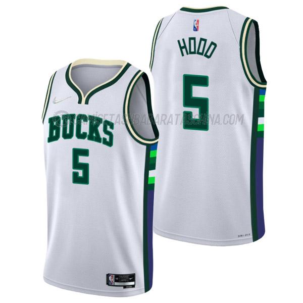 camiseta rodney hood milwaukee bucks de 5 hombre city edition 2022 blanco