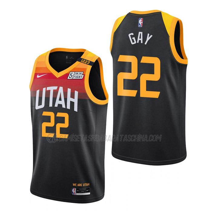 camiseta rudy gay utah jazz de 22 hombre city edition 2022 negro